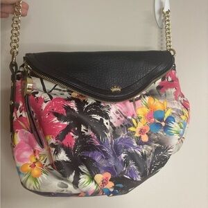 Juicy Couture Black and Pink Shoulder Bag with Gold Chain